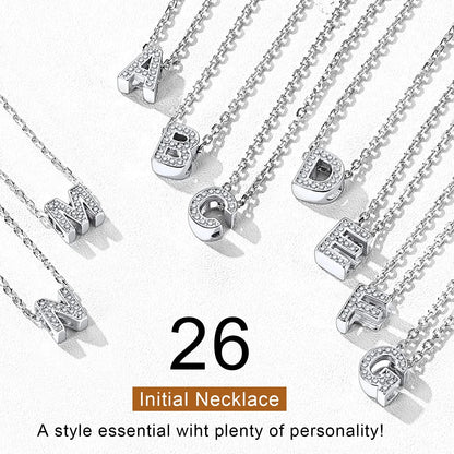 Sterling Silver Heart Initial Necklace – Tiny CZ Letter Pendant Choker Jewelry for Women