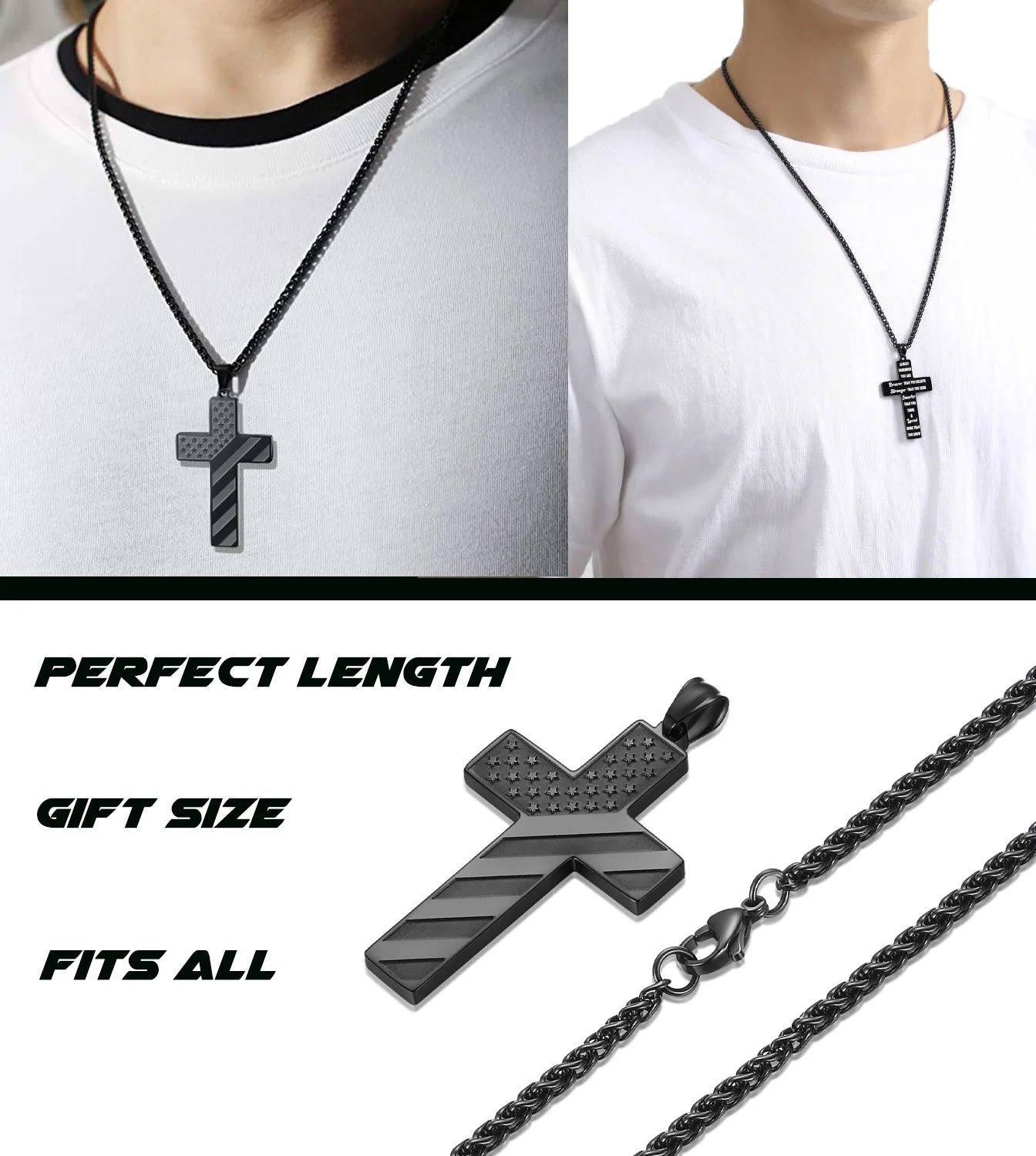 Cross Necklace for Teen Boys &amp; Men – Christian Pendant Chain Gift for 16-Year-Old Son, Boyfriend, Husband