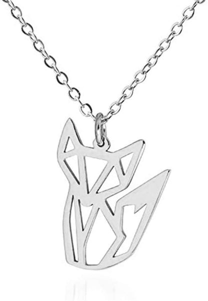 Fox Necklace in Rose Gold – Origami Fox Pendant Necklace for Women, Animal Jewelry Gift