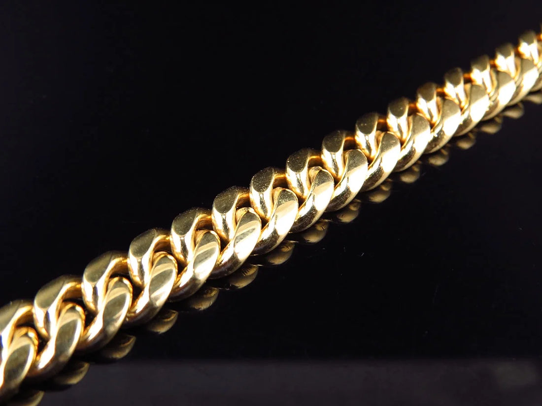 10K Solid Yellow Gold Miami Cuban Link Bracelet for Men – 8.5 Inch, 9mm Wide