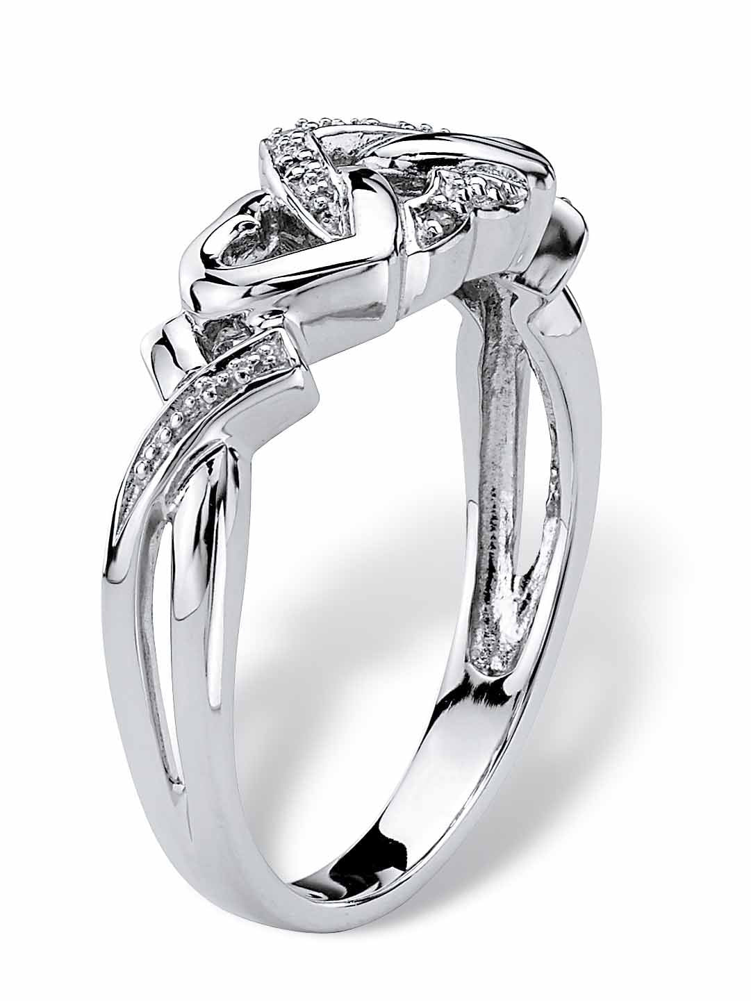 Diamond Accent Interlocking Hearts Promise Ring – 18K Gold or Platinum Plated over Sterling Silver | Romantic Jewelry for Her