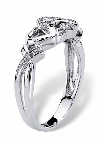 Diamond Accent Interlocking Hearts Promise Ring – 18K Gold or Platinum Plated over Sterling Silver | Romantic Jewelry for Her