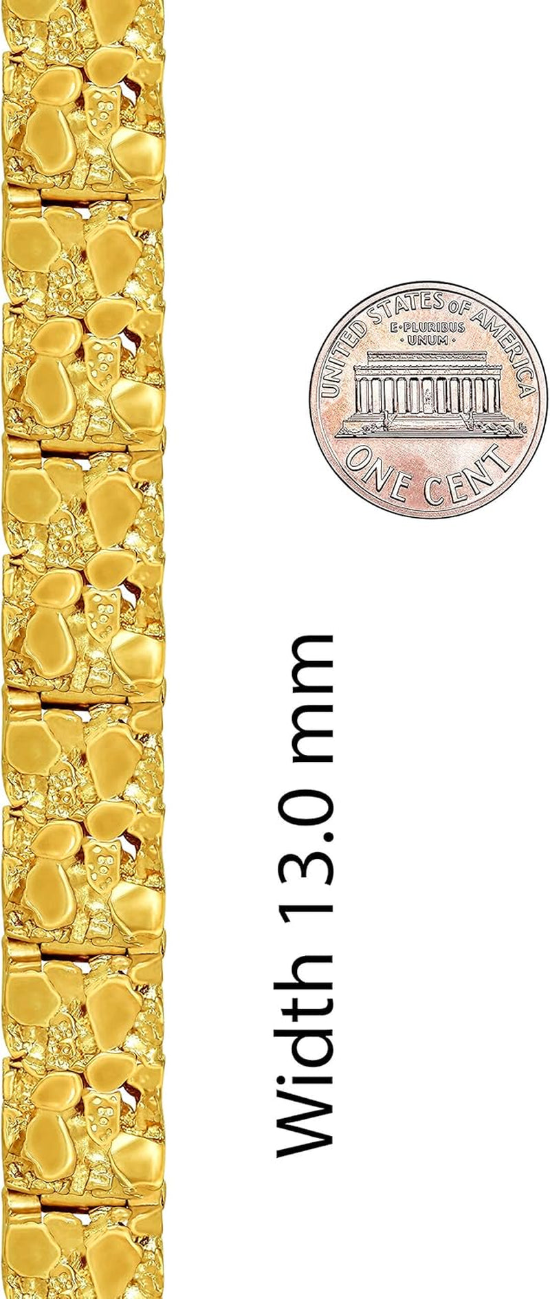13mm Rugged Nugget Link Bracelet – 24K Gold Plated, Unisex