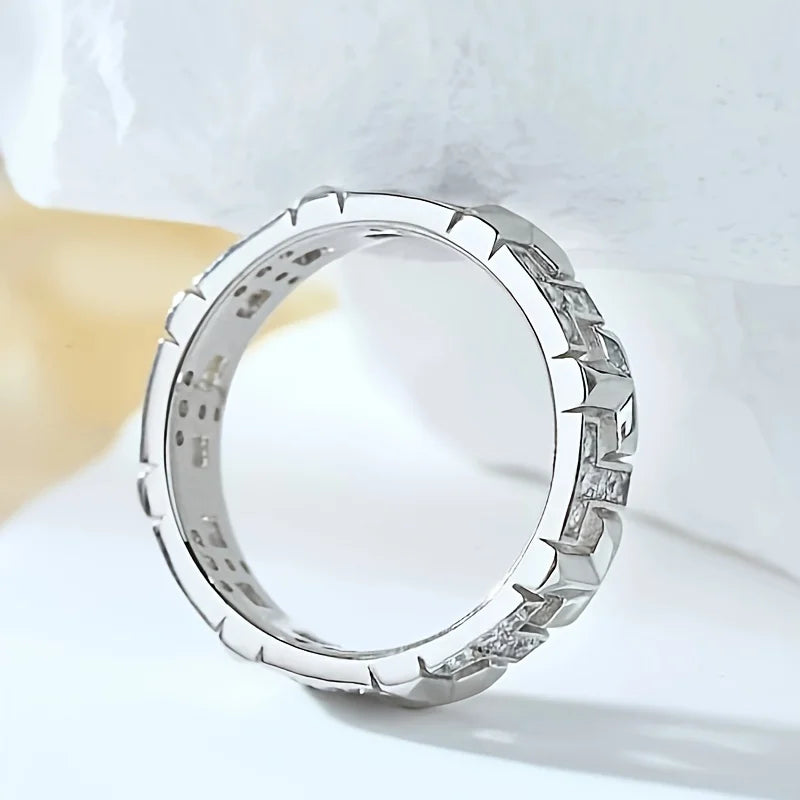 💎 3.7 Carat Moissanite Eternity Ring – Unisex S925 Sterling Silver T-Ring