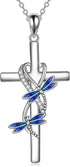 Cross Necklace for Women 925 Sterling Silver Cross Pendant Necklace Animal Jewelry Christmas Gifts for Women Mother Grandma