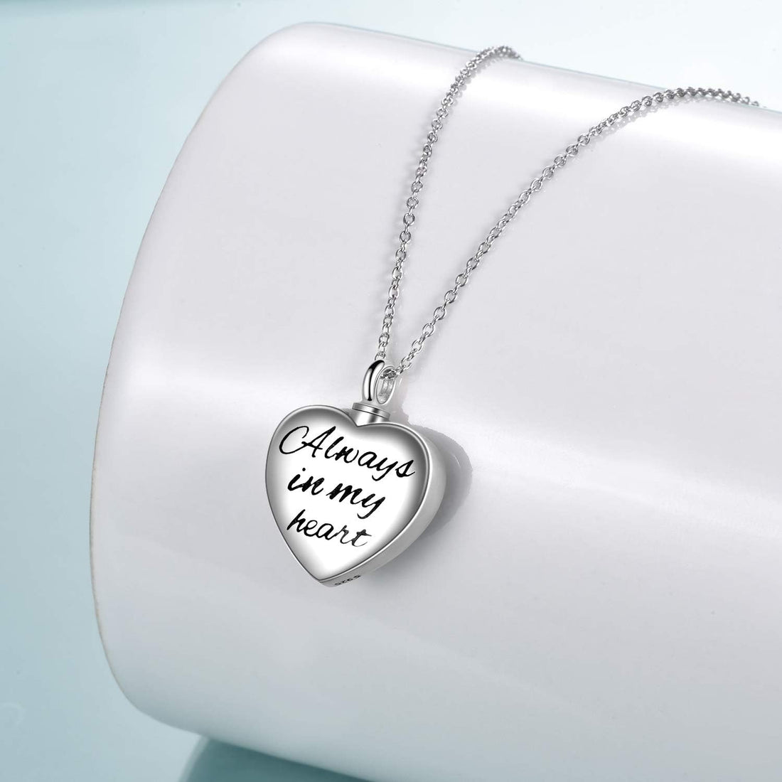 Sterling Silver Heart Urn Necklace – Cremation Ashes Memory Jewelry for Women &amp; Men