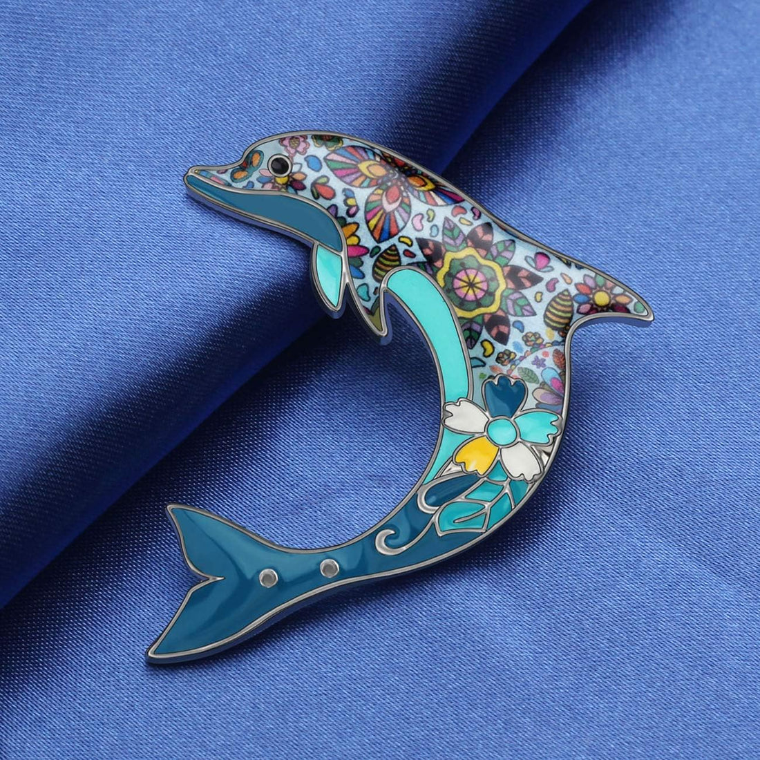🐬 Cute Floral Enamel Dolphin Brooch – Dainty Pin for Women &amp; Girls