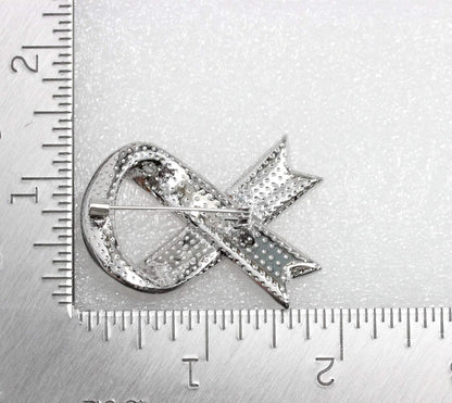 Gorgeous Rhinestone Crystal Awareness Ribbon Brooch Pin – Elegant Support Accessory
