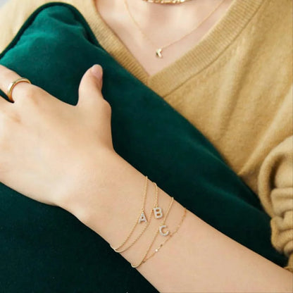 S925 Sterling Silver Initial Bracelets for Women – Dainty A-Z Letter Jewelry, Birthday &amp; Anniversary Gift for Wife or Girlfriend