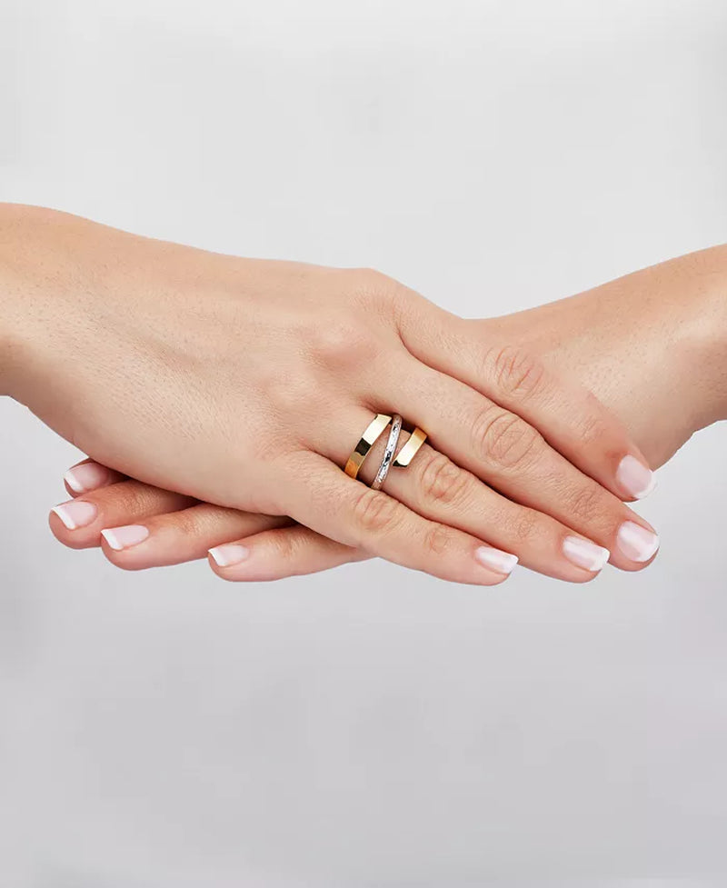 Crisscross Open Style Statement Ring – 10K Two-Tone Gold
