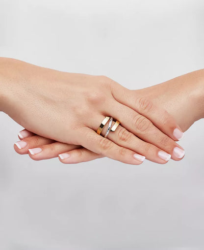 Crisscross Open Style Statement Ring – 10K Two-Tone Gold