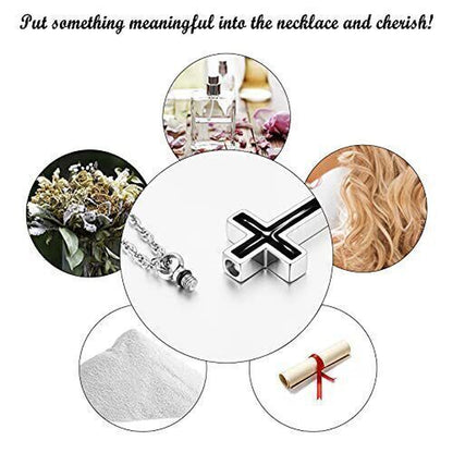 Cross Ashes Necklace – Cremation Memorial Jewelry for Human Ashes