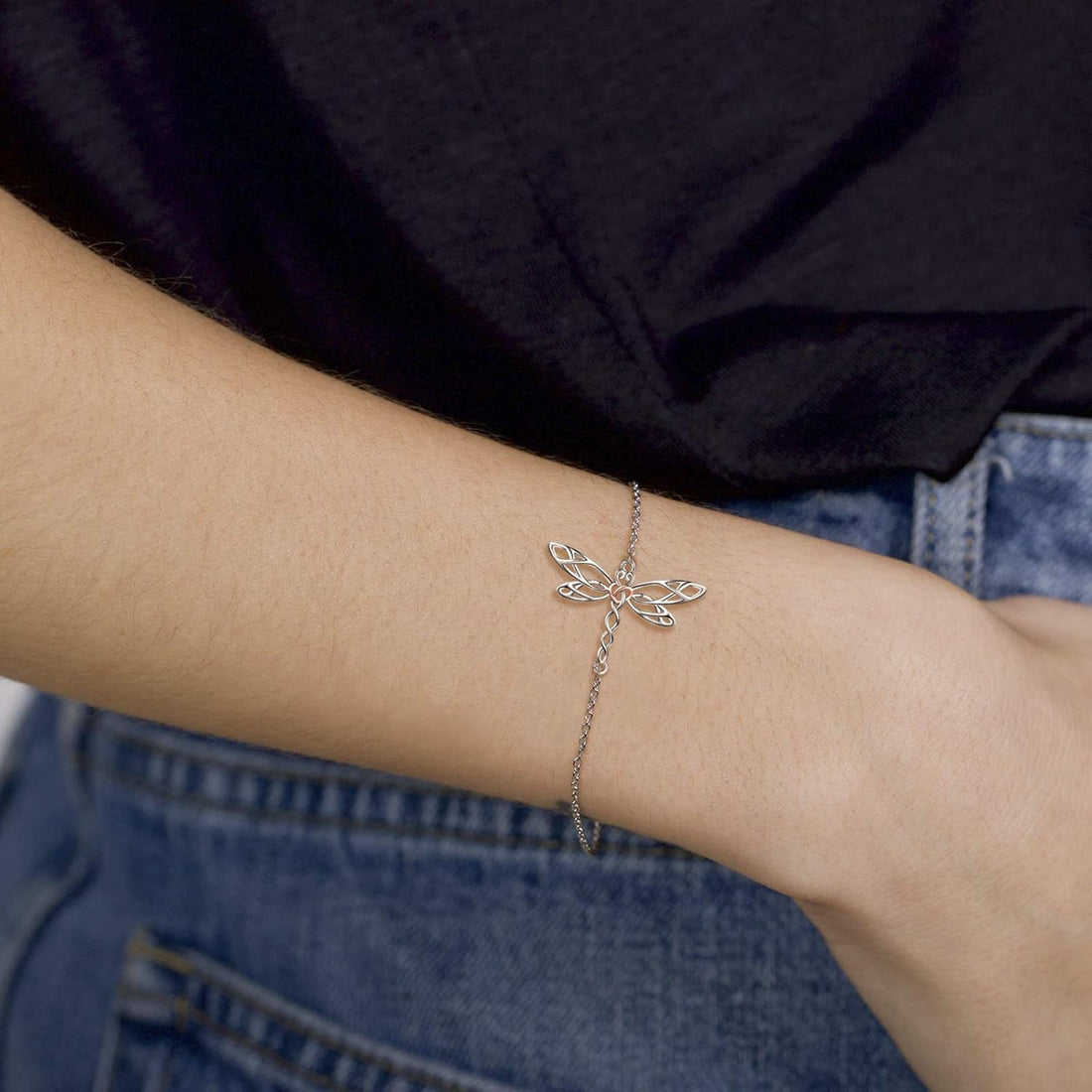 🐉 Sterling Silver Dragonfly Bracelet for Women