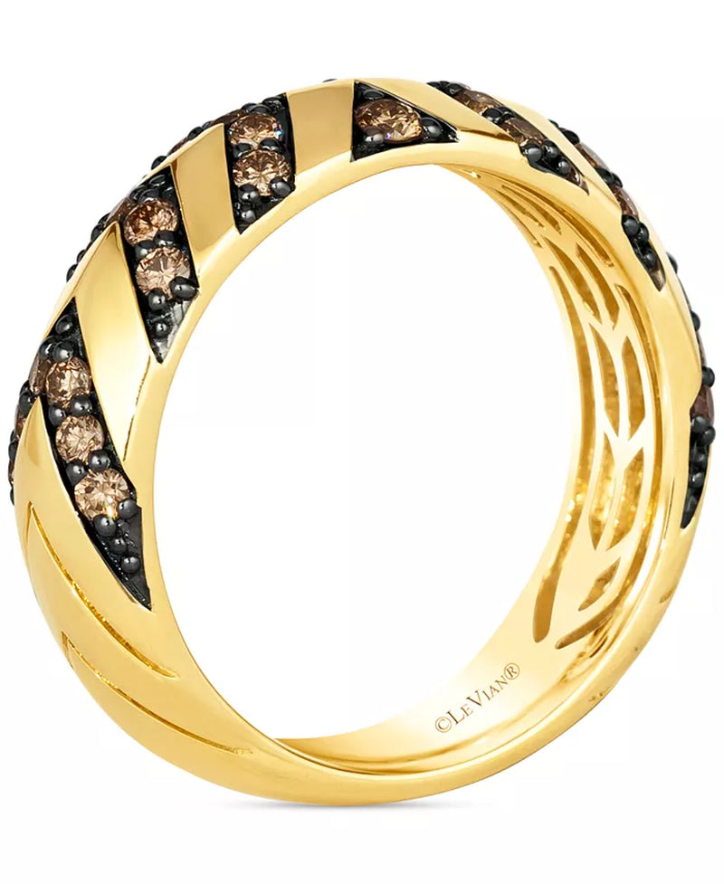 Chocolatier® Men’s Chocolate Diamond Chevron Band in 14K Gold (3/4 Ct. T.W.)