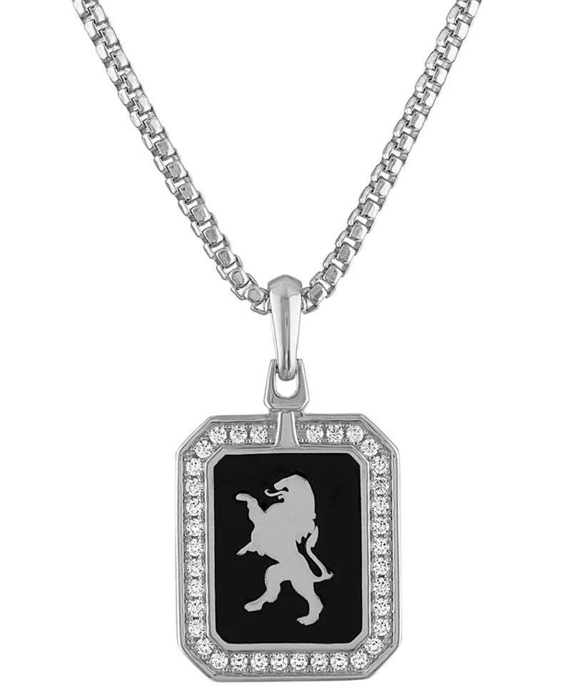 Men’s Crest of Bohemia Diamond Pendant Necklace – 1/2 Ct. T.W. in Sterling Silver | 24&quot; + 2&quot; Extender Chain