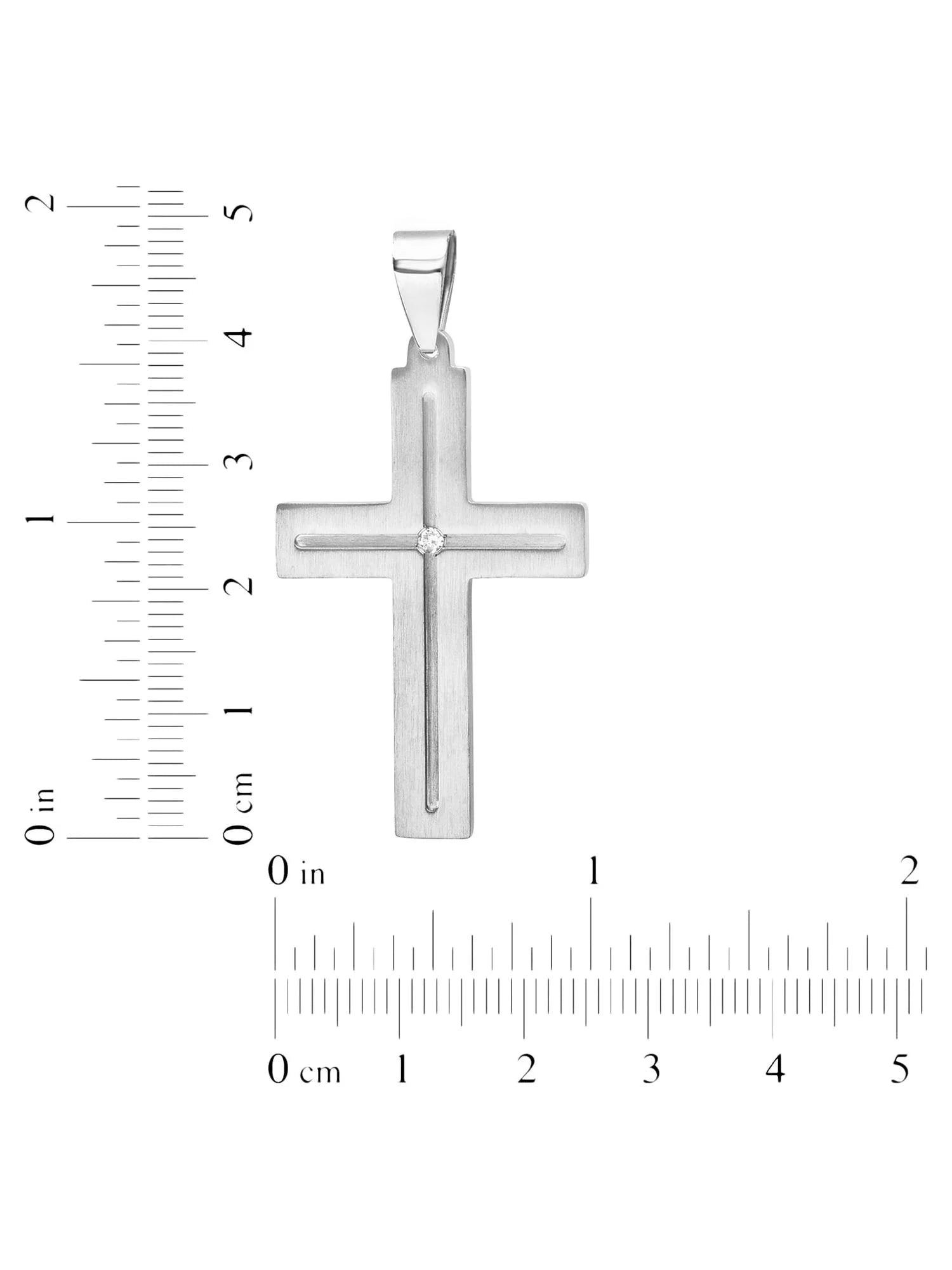 Men’s Diamond Accent Stainless Steel Cross Pendant Necklace