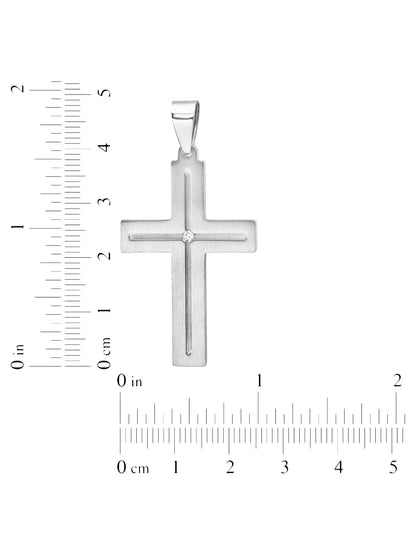 Men’s Diamond Accent Stainless Steel Cross Pendant Necklace
