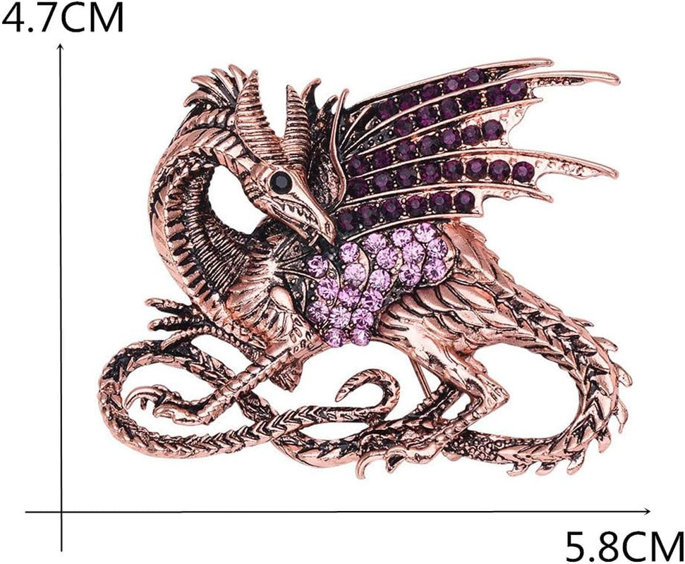 Medieval Dragon Crystal Rhinestone Brooch Pin – Decorative Animal Safety Pin for Clothing &amp; Accessories
