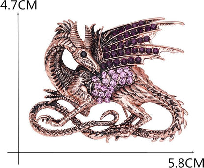 Medieval Dragon Crystal Rhinestone Brooch Pin – Decorative Animal Safety Pin for Clothing &amp; Accessories