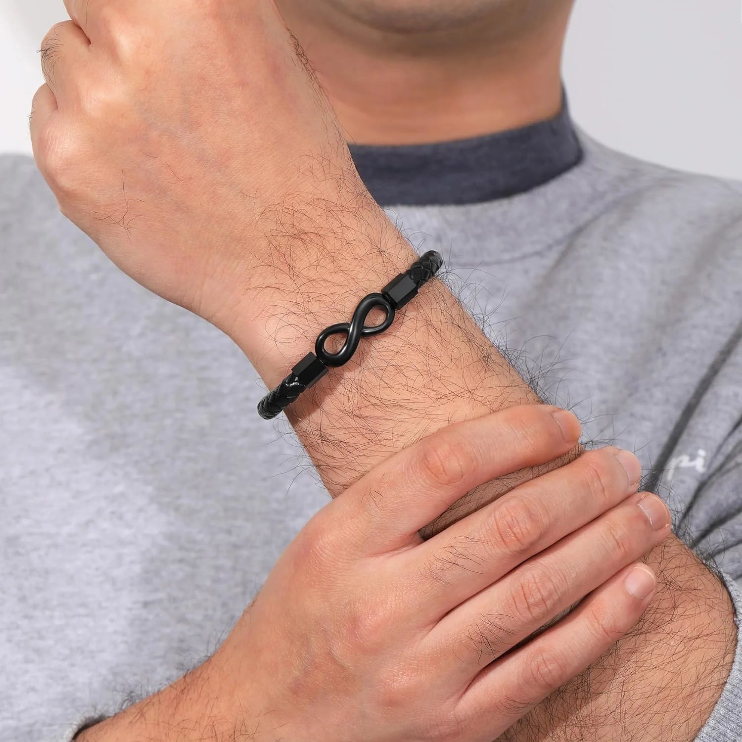 Leather Bracelet for Men &amp; Teens – Engraved Infinity Knot “Love You Forever” Gift for Son, Dad, Grandpa, Husband