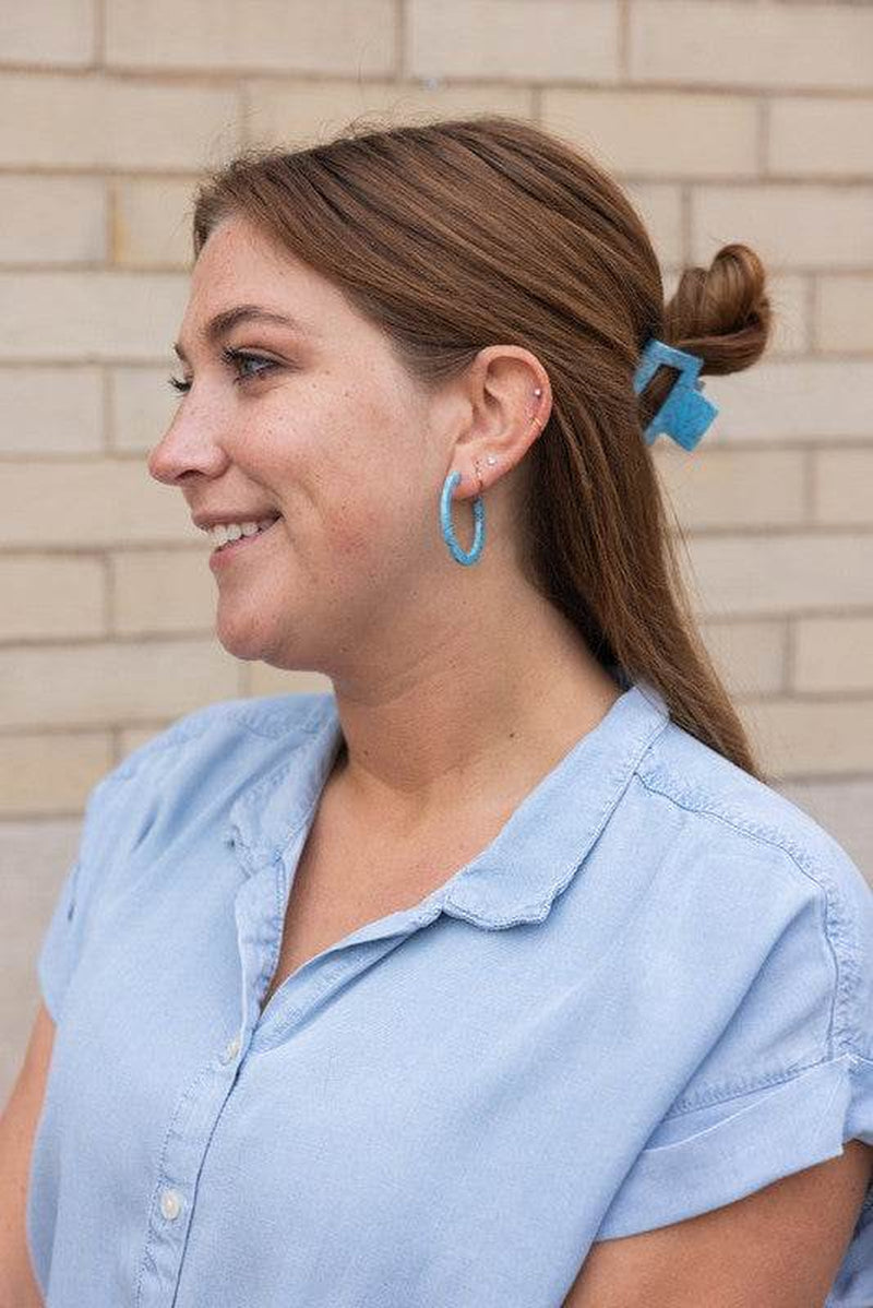Camy Hoops – Vibrant Turquoise Hoop Earrings, Lightweight &amp; Stylish