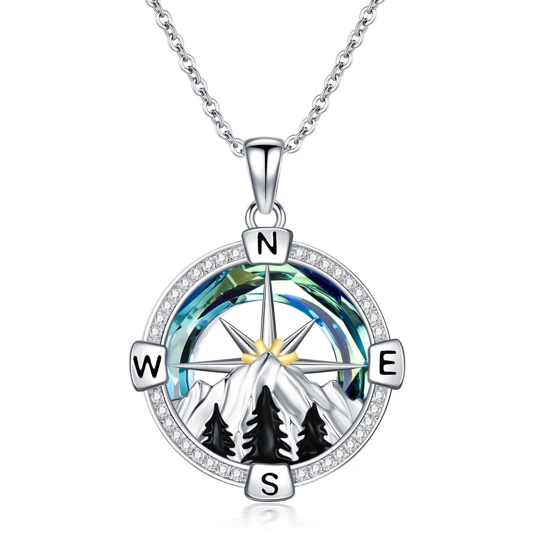 🧭 Mountain Compass Necklace – 925 Sterling Silver “I’d Be Lost Without You” Pendant Jewelry with Crystal | Birthday &amp; Anniversary Gifts for Women