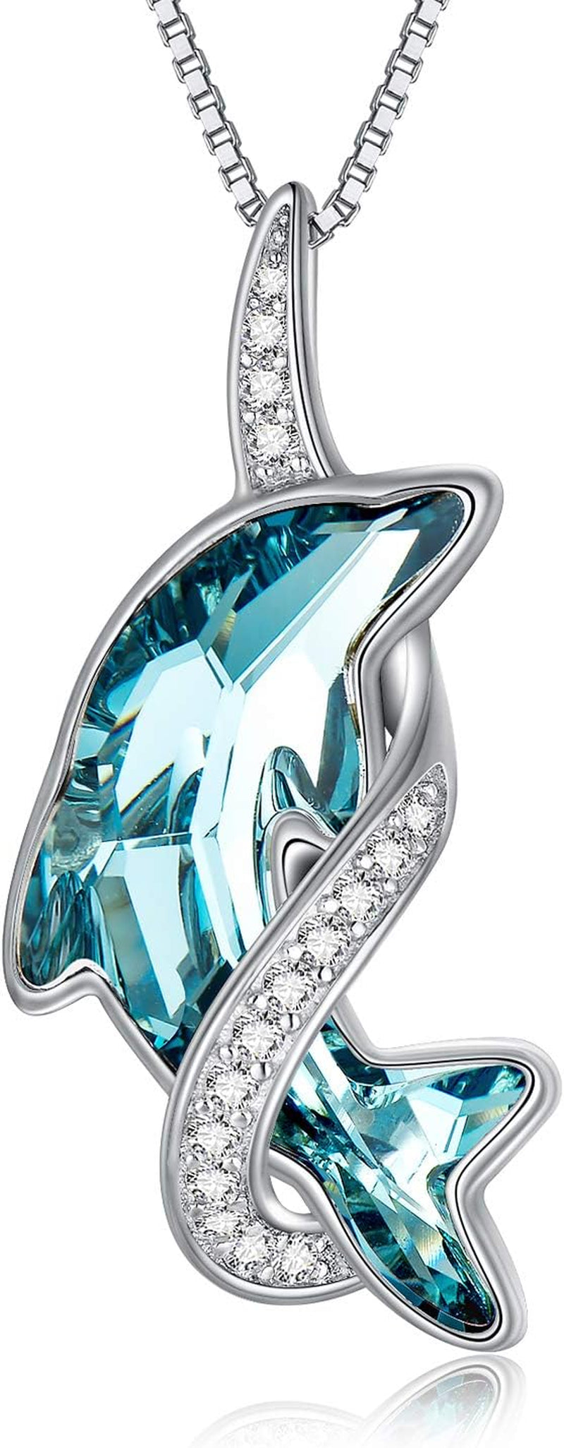 Sterling Silver Dolphin Crystal Pendant Necklace – Perfect Gift for Women