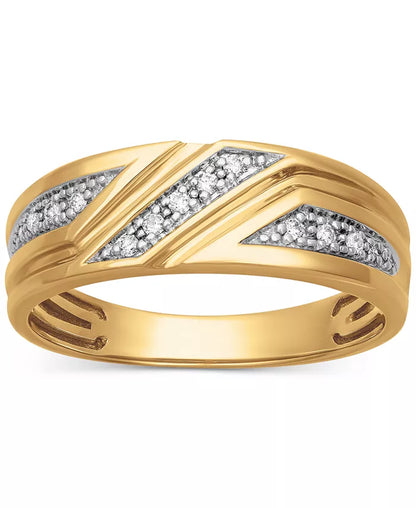 Men’s Diamond Three-Station Wedding Band – 1/10 Ct. T.W., 14K Gold