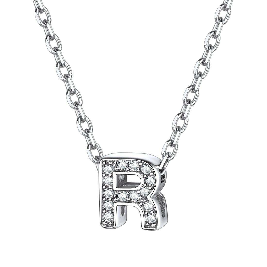 Sterling Silver Heart Initial Necklace – Tiny CZ Letter Pendant Choker Jewelry for Women
