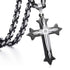 Men’s Cross Pendant Necklace – 3-Layer Knight Cross in Stainless Steel, Gold/Black/Silver – Durable Chain Jewelry (Model DDLKP179)