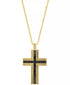 EFFY® Men’s Black Spinel Square Cross Pendant Necklace – 3/4 Ct. T.W., Gold-Plated Sterling Silver, 22"