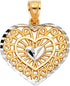 14K Two-Tone Gold Heart Charm Pendant – Real Gold Elegance