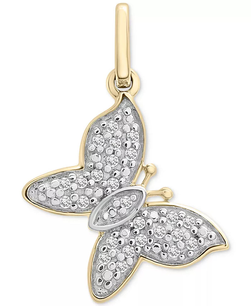 Diamond Butterfly Charm Pendant – 1/20 Ct. T.W., 10K Gold