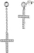 Mens Small Cross Earrings,925 Sterling Silver Earrings Dangle for Men Women,Crystal Drop Cross Hoop Earrings Fashion Earrings Jewelry