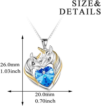 Sterling Silver Animal Crystal Necklaces – Wolf, Dragon, Narwhal, Unicorn &amp; Fox Jewelry Gift for Women