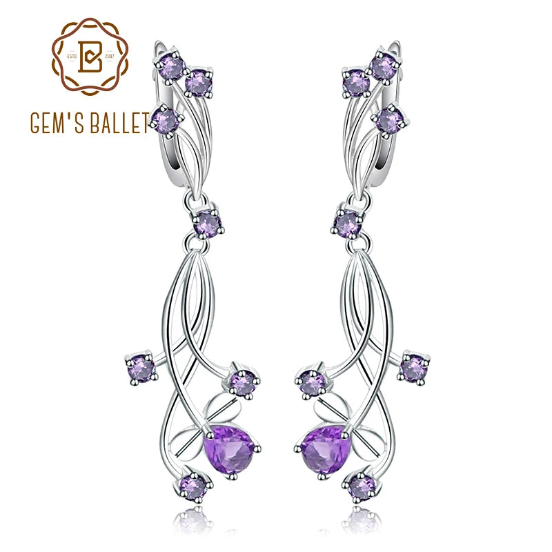Flower Design 3.89T Natural Sky Blue Topaz Gemstone Drop Earrings – 925 Sterling Silver Bridal Wedding Jewelry