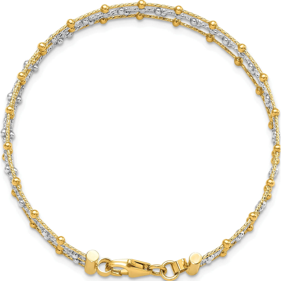 14K Two-Tone JBSP’s Beaded Multi-Strand Wire Bangle Bracelet – Made in Italy | Elegant Gold Jewelry for Women