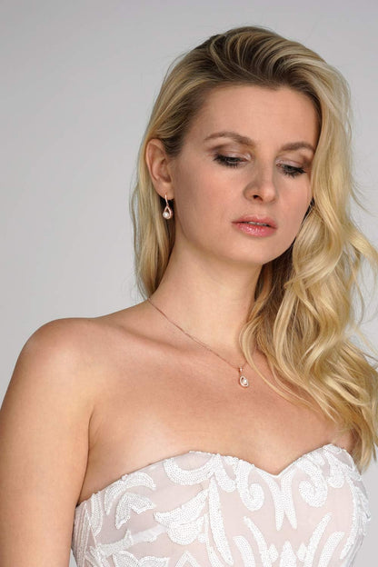 Elegant Pearl Necklace and Drop Earrings Jewelry Set – Classic Wedding Jewelry for Brides, Bridesmaids, or Birthday Gift for Her