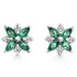 Pompeii 0.60 Ct. Petal Green Emerald & Diamond Earrings – 14K White Gold, Lab-Grown, Screw Back