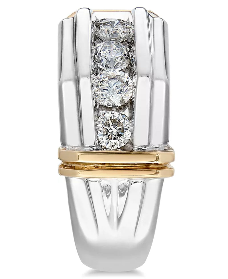 💎 Men’s 1 Ct. T.W. Diamond Ring in 10K White &amp; Yellow Gold – Bold Brilliance, Timeless Strength