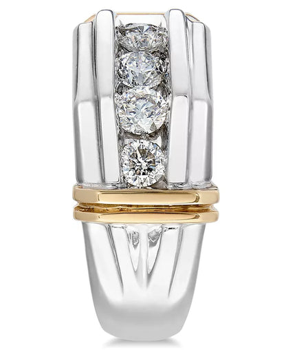 💎 Men’s 1 Ct. T.W. Diamond Ring in 10K White &amp; Yellow Gold – Bold Brilliance, Timeless Strength