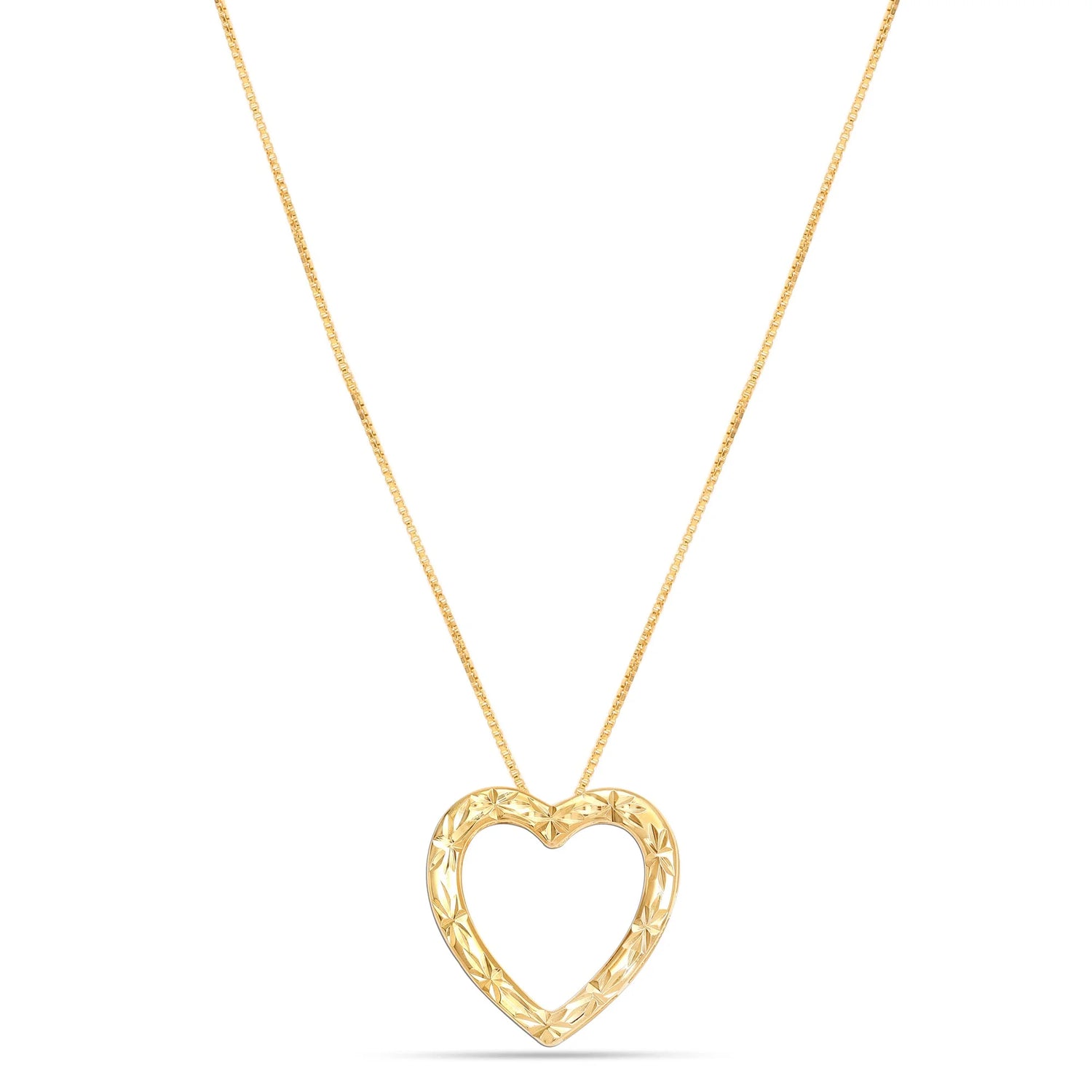 925 Sterling Silver 18K Gold-Plated Diamond-Cut Reversible Heart Necklace for Women and Teens – 25mm Pendant