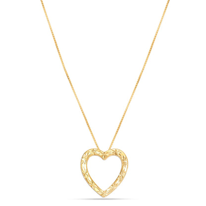 925 Sterling Silver 18K Gold-Plated Diamond-Cut Reversible Heart Necklace for Women and Teens – 25mm Pendant