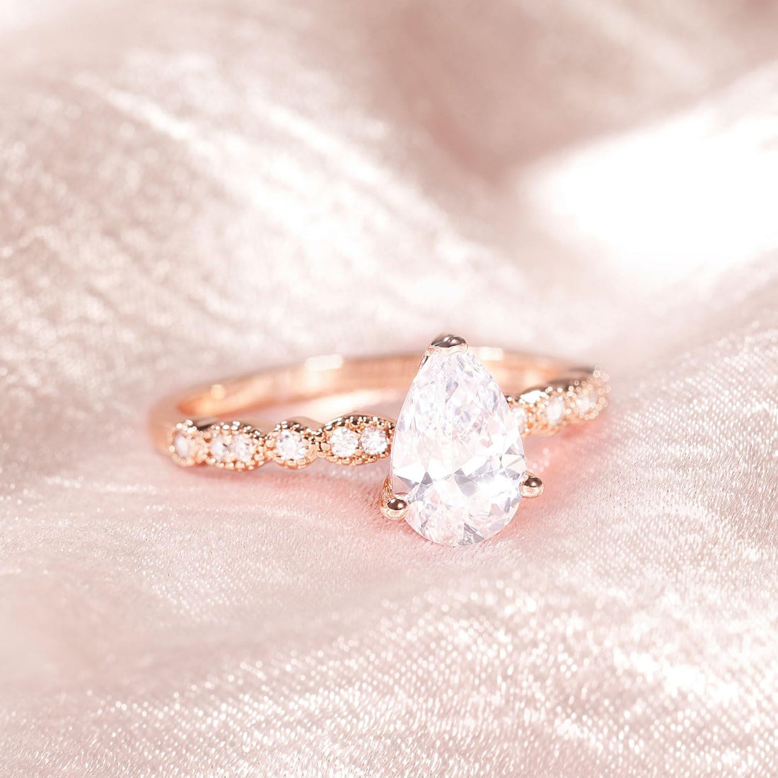 1.5Ct Teardrop Engagement Ring for Women – Marquise Pear-Shaped Cubic Zirconia Promise Ring (Sizes 4–12)