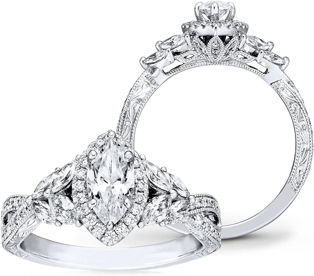 1.38 Carat Moissanite Engagement Ring – Platinum Plated 925 Sterling Silver Ring for Women | Brilliant Cut Solitaire Statement Ring