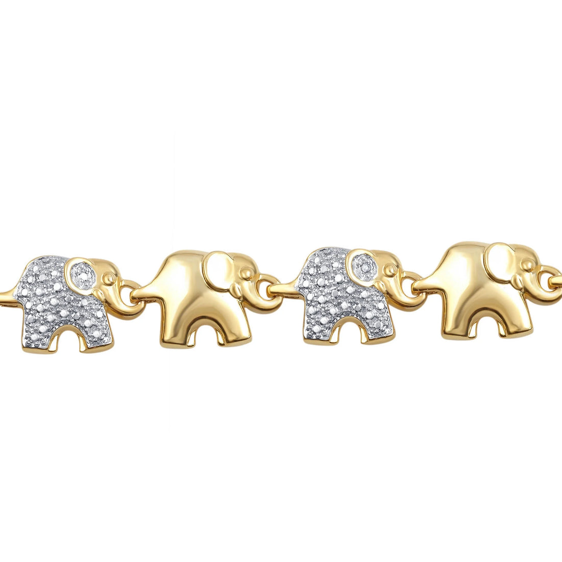Gold-Tone Elephant Bracelet – 7.5&quot; Lucky Charm Jewelry for Women