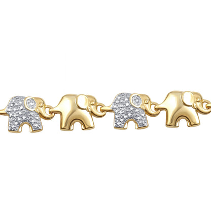 Gold-Tone Elephant Bracelet – 7.5&quot; Lucky Charm Jewelry for Women