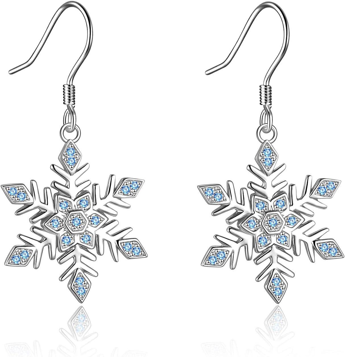 ❄️ Sterling Silver Snowflake Dangle Drop Earrings for Women  Elegant Christmas Jewelry Gifts – Perfect Holiday Accessory