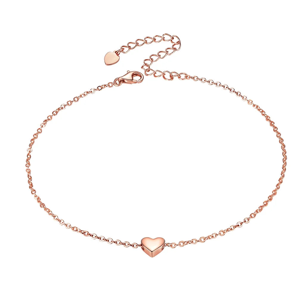🌹 Rose Gold Plated Heart Anklet for Women