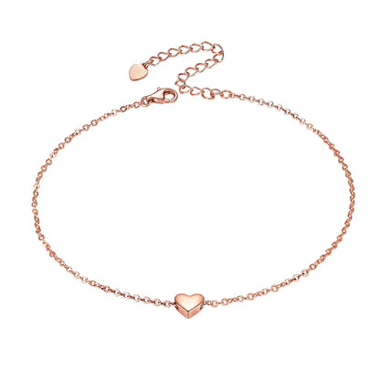 🌹 Rose Gold Plated Heart Anklet for Women